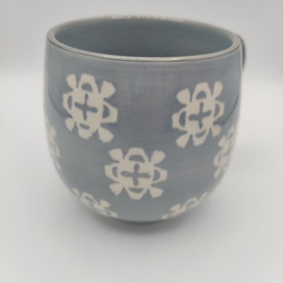 Set Of 2 Oversized 20oz Baum Brothers Phara Gray Stoneware Boho Pot Belly Mugs - Picture 6 of 9